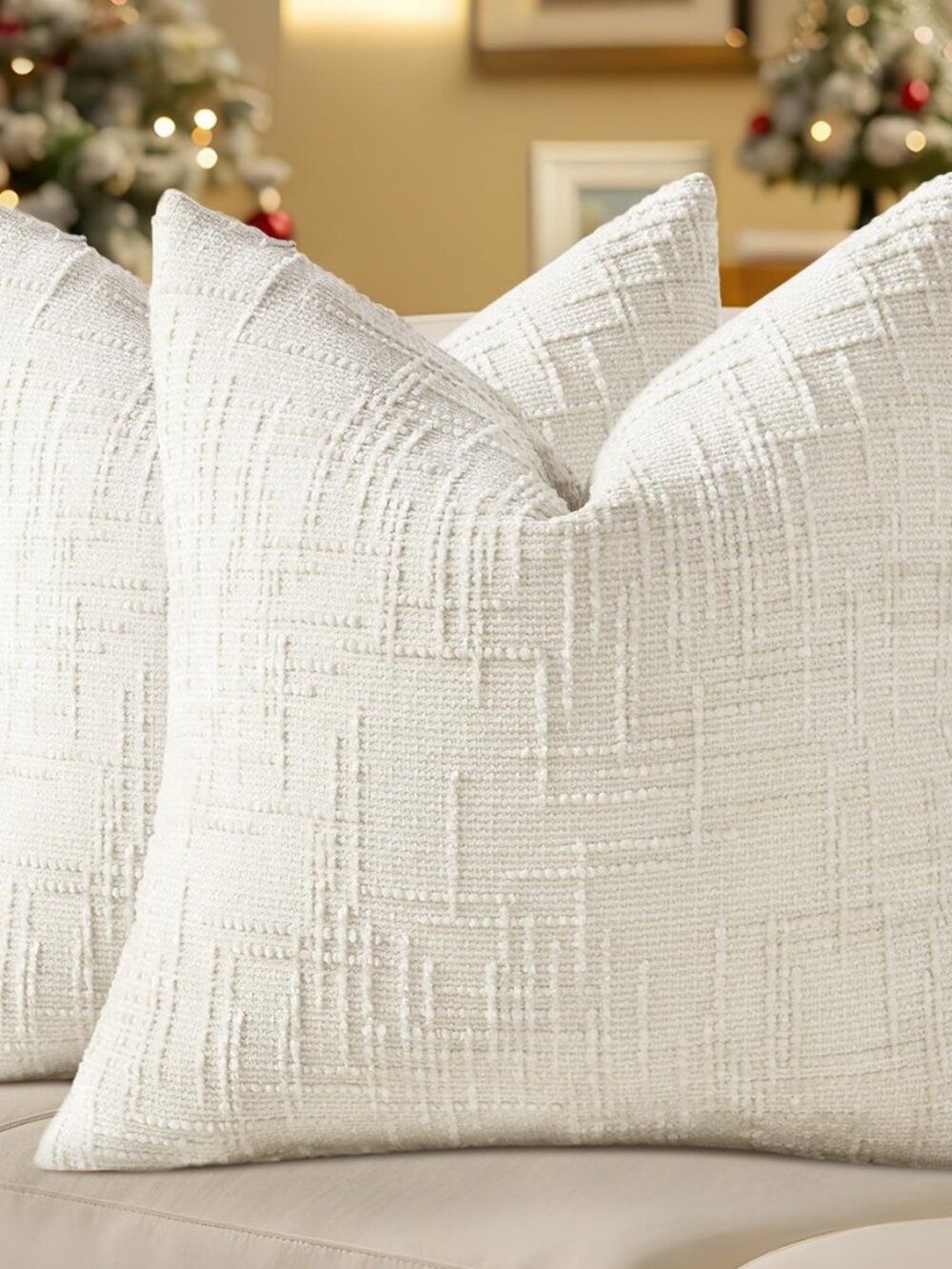 Christmas Textured Chenille Throw Pillow Covers 18x18 Set of 2